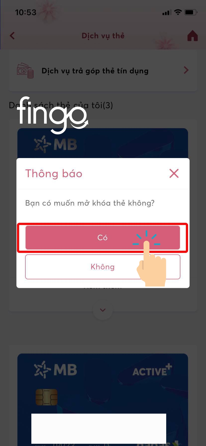 Chọn vào "Có"