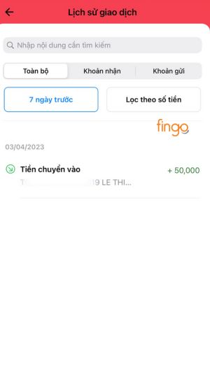 Chọn khoảng thời gian muốn sao kê 