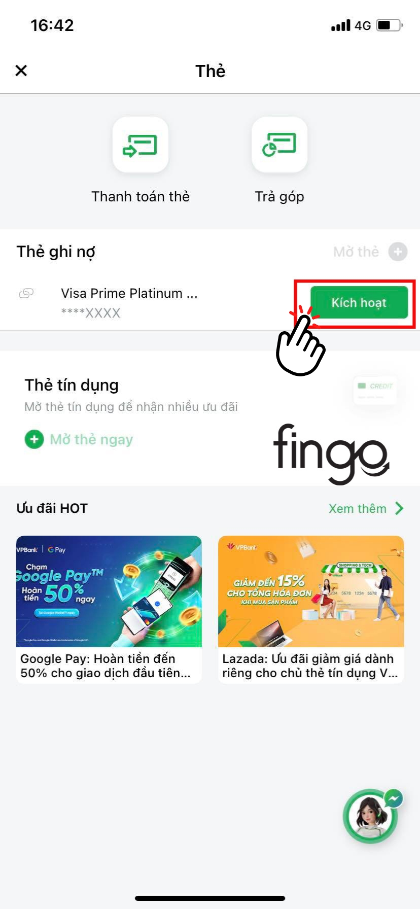 Chọn vào "kích hoạt"