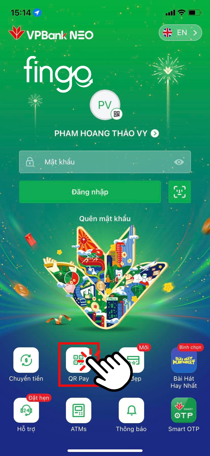 Chọn vào mục "QR Pay"