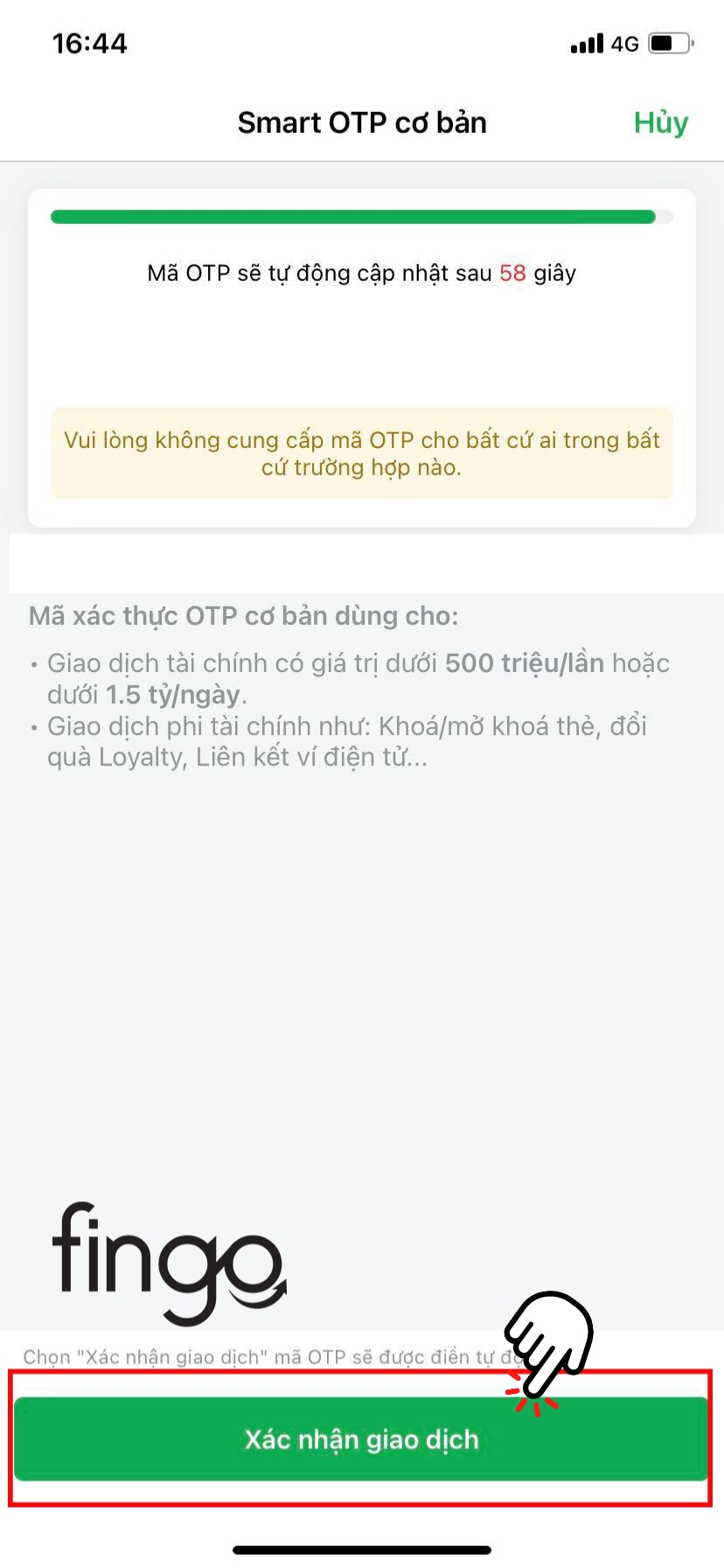Chọn vào "Xác nhận giao dịch"
