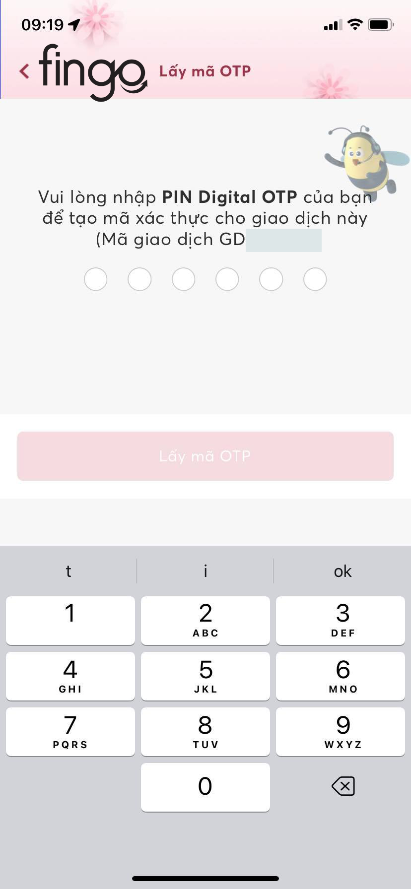 Nhập mã PIN Digital OTP