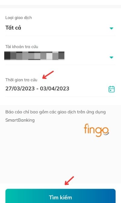 Lựa chọn thời gian muốn tra cứu. Chọn Tìm kiếm.