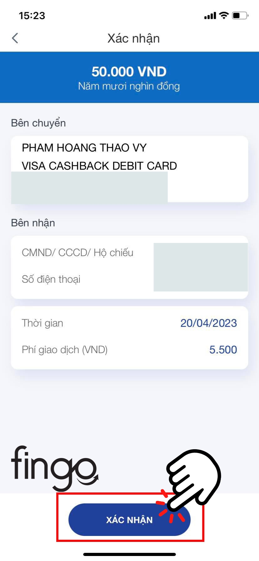 Kiểm tra lại thông tin chọn "Xác nhận"