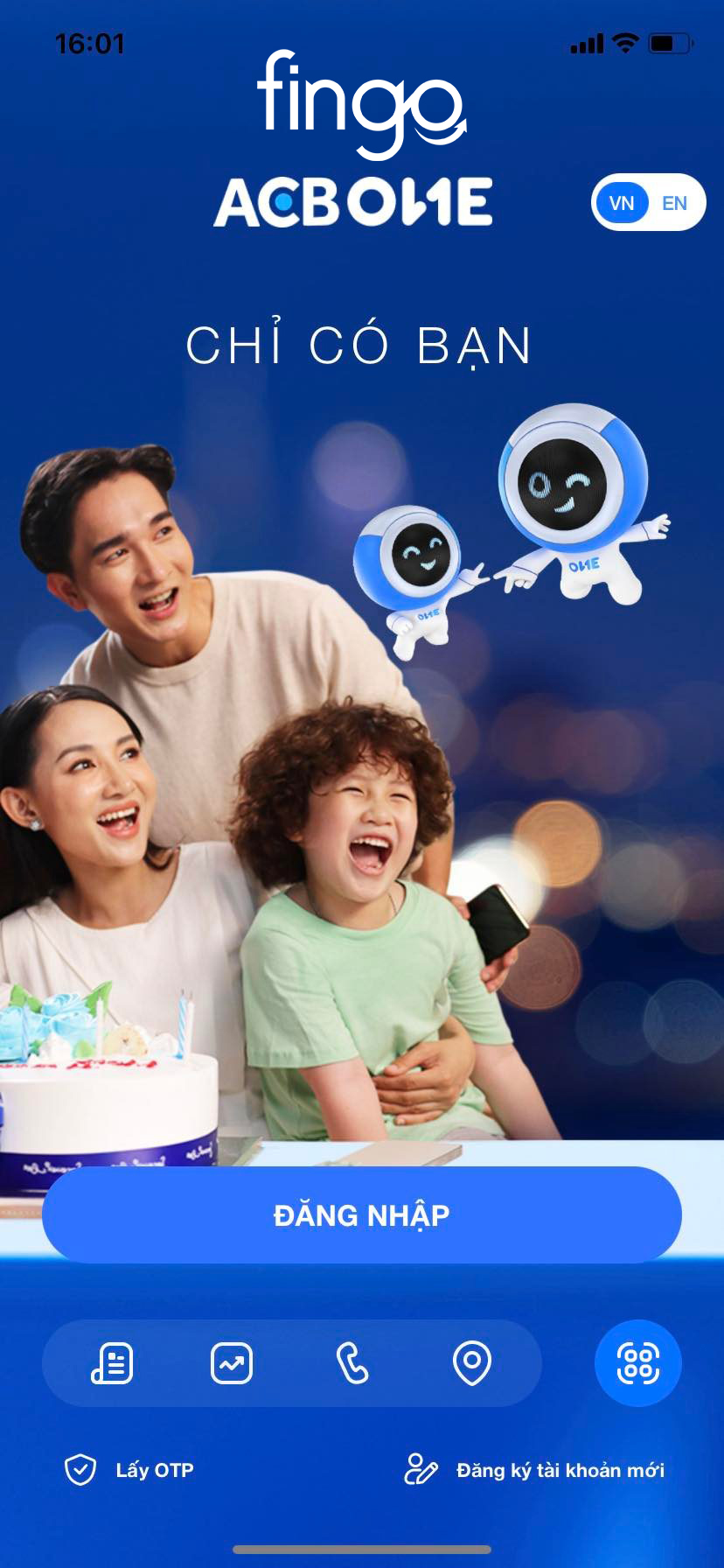 Đăng nhập vào ứng dụng ACB ONE
