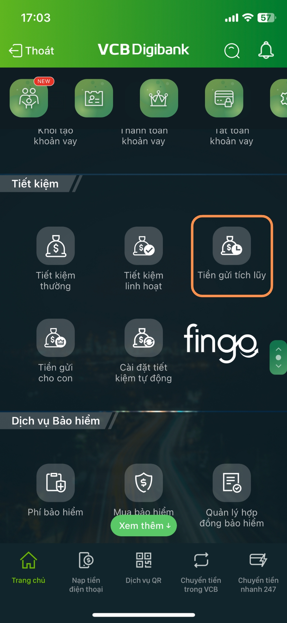 Mở sổ tiết kiệm gửi góp hàng tháng Vietcombank bước 1