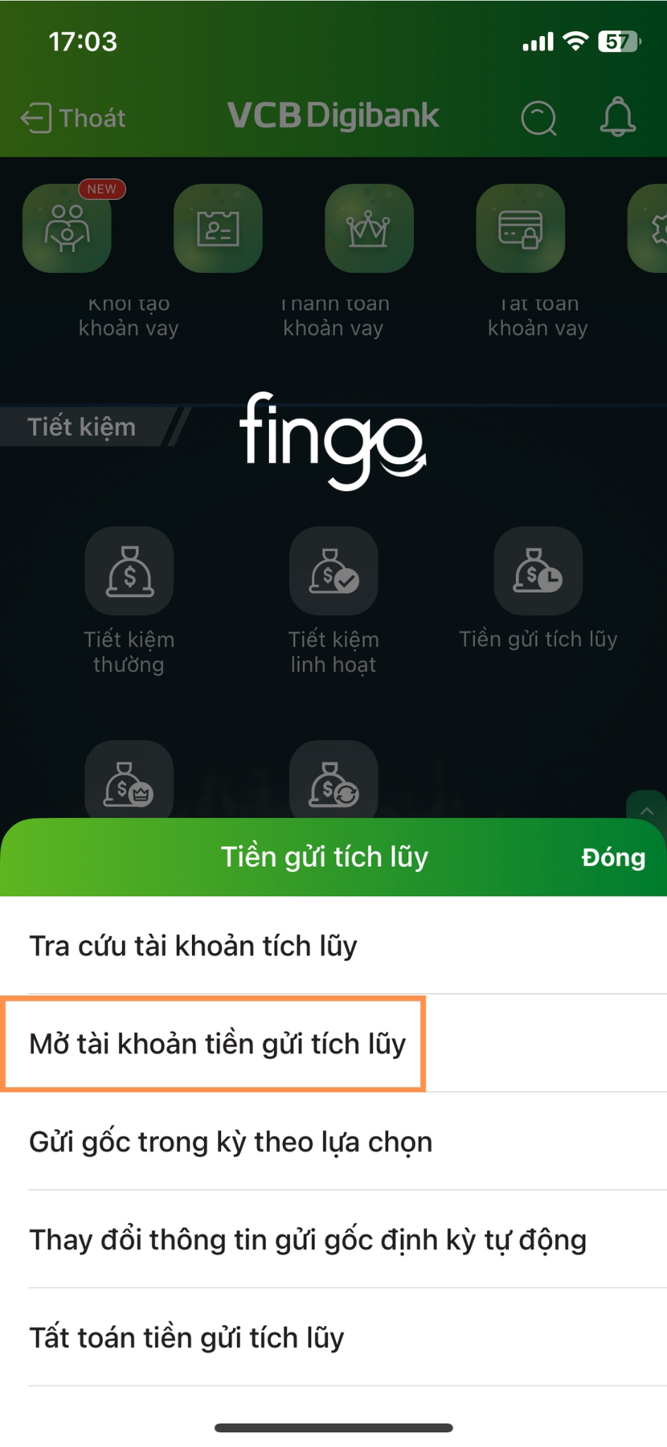 Mở sổ tiết kiệm gửi góp hàng tháng Vietcombank bước 2
