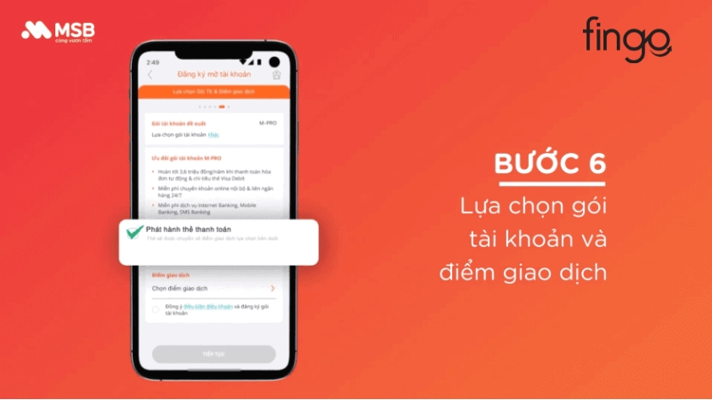 Lựa chọn gói tài khoản và điểm giao dịch