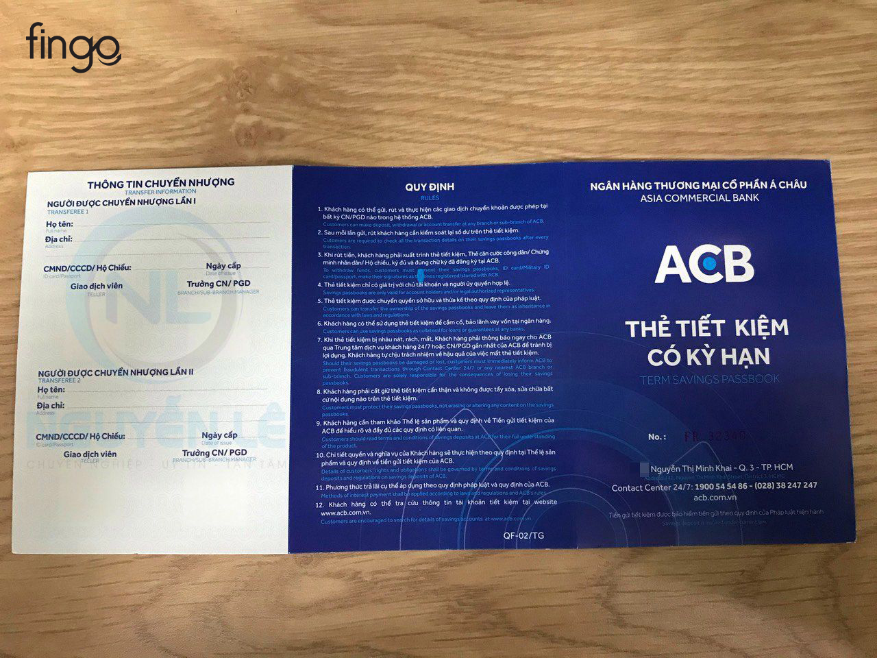 Mở sổ tiết kiệm ACB