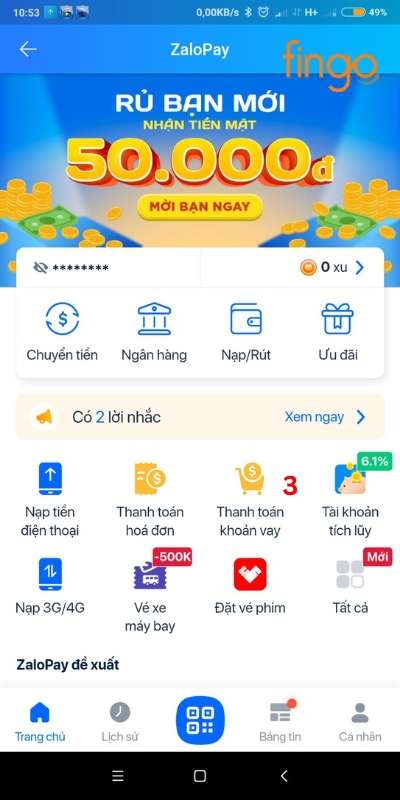 Tra cứu hợp đồng Mcredit qua ví ZaloPay