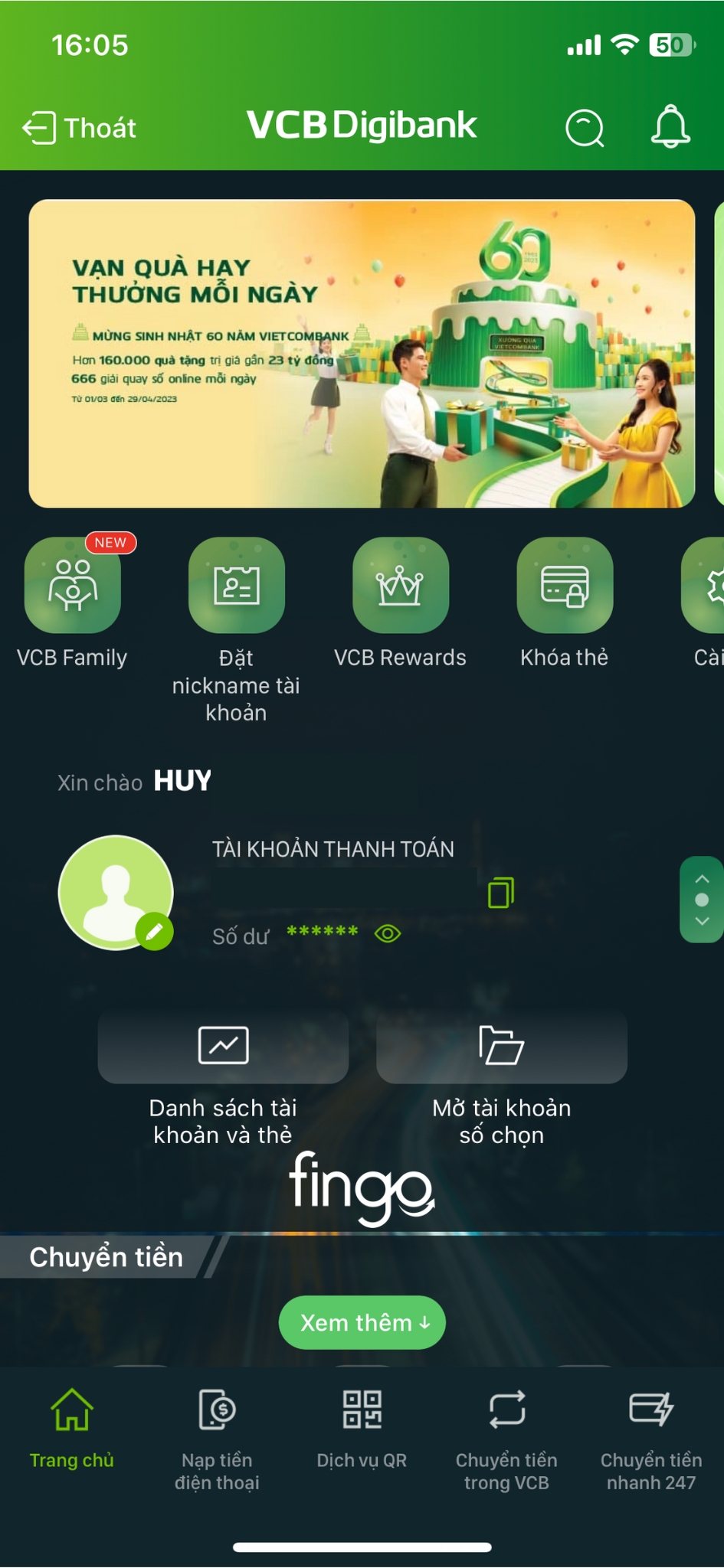 Tra cứu mã số CIF Vietcombank bước 1