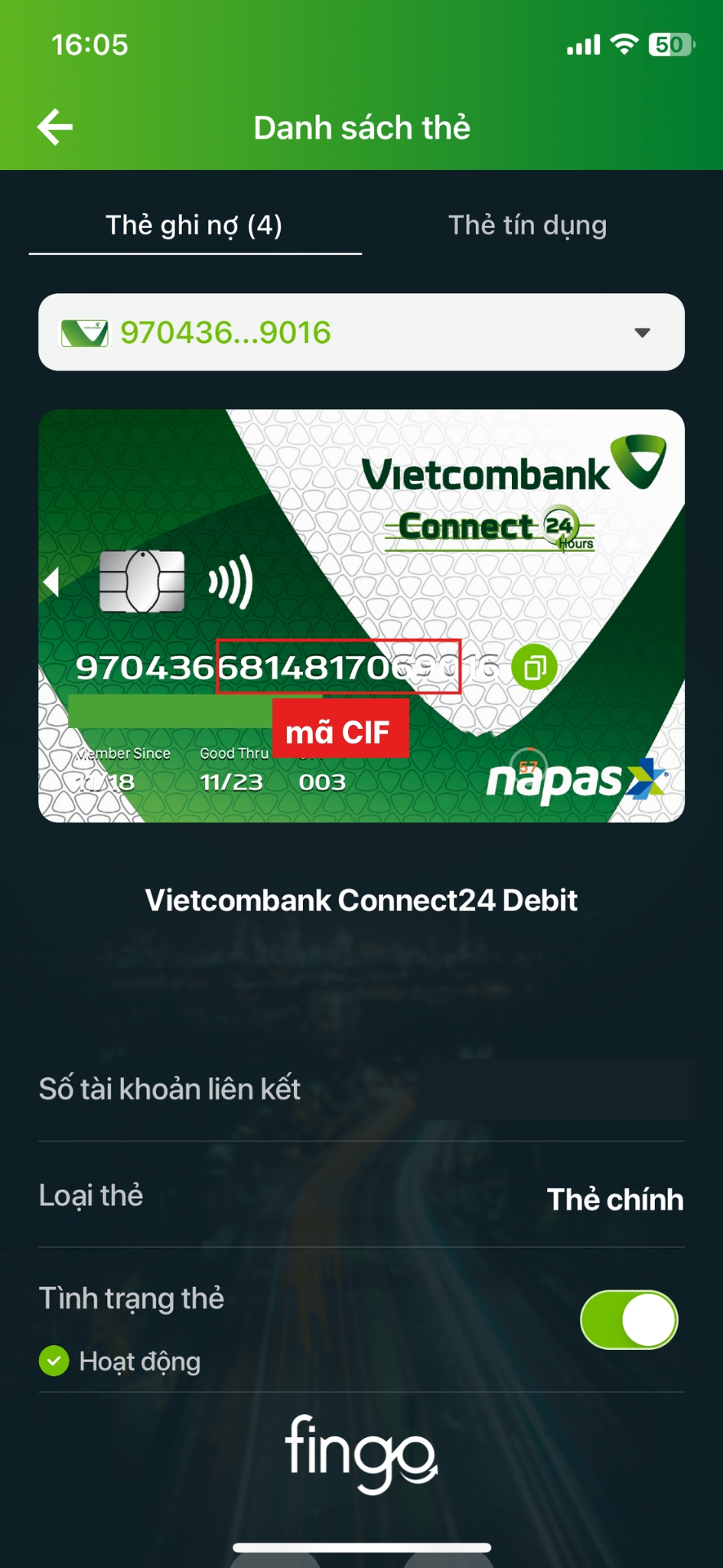 Tra cứu số CIF Vietcombank bước 4