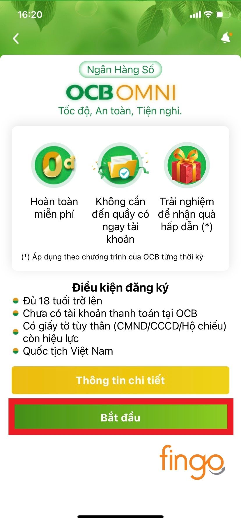 Bước 4: Chọn "Bắt đầu".