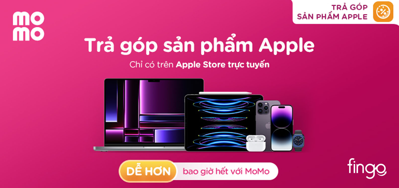 Mua trả góp sản phẩm Apple trên MoMo dễ dàng với phí trả góp cực thấp