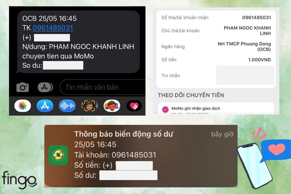 Nhận được tiền được chuyển khi tài khoản OCB OMNI bị khóa.