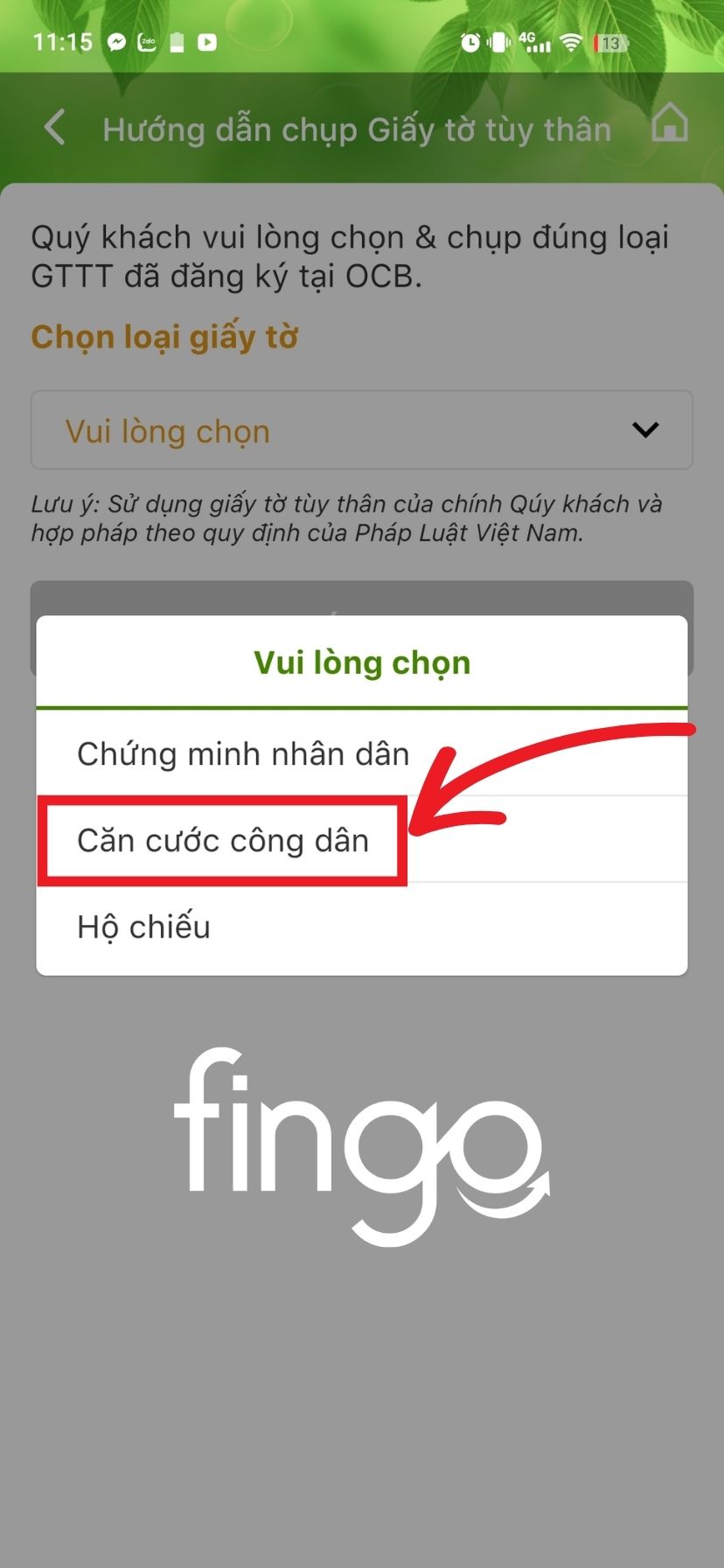Bước 7: Chụp ảnh CMND/CCCD theo OCB OMNI yêu cầu