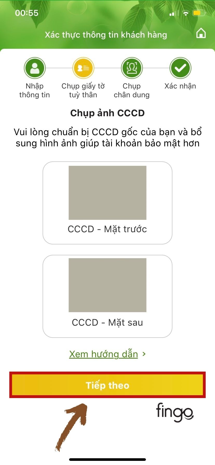 Bước 7: Chụp mặt trước/sau CCCD