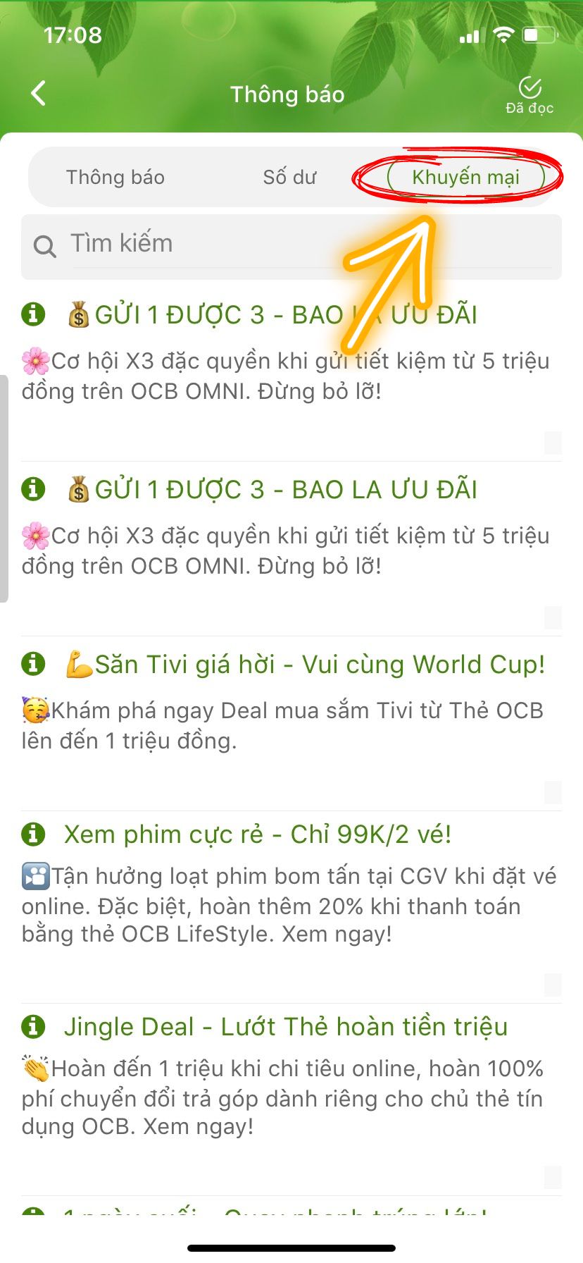 Bước 2: Bấm vào mục "Khuyến mãi".