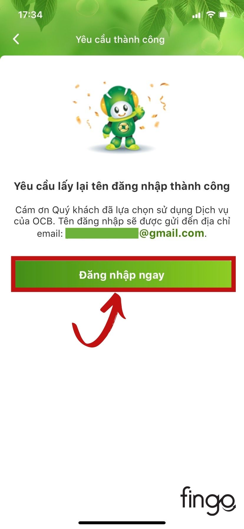 Hệ thống thông báo yêu cầu lấy tên đăng nhập thành công.