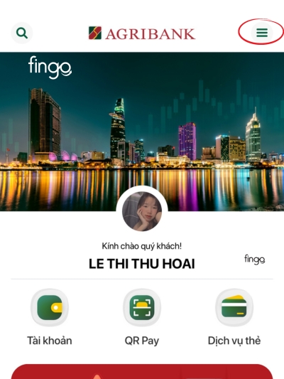 Nhấn chọn biểu tượng 3 dấu gạch ngang phía góc bên phải