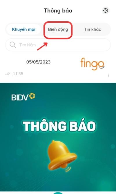 Nhấn vào mục Biến động