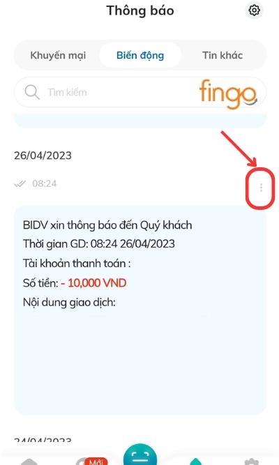 Nhấn vào biểu tượng dấu 3 chấm