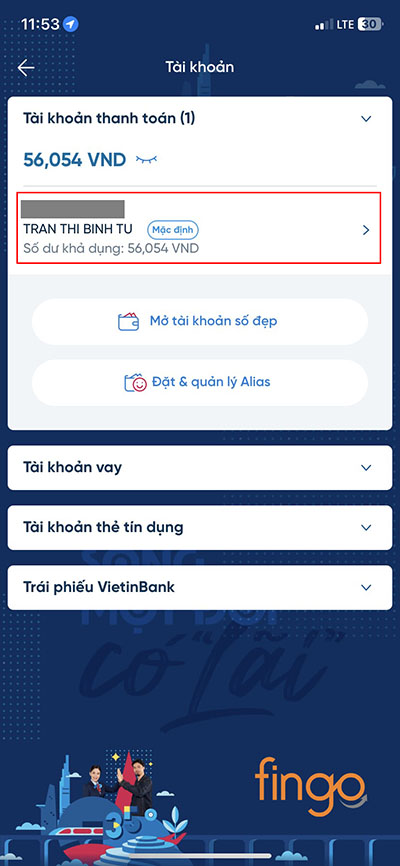 Chọn tài khoản bạn muốn đóng