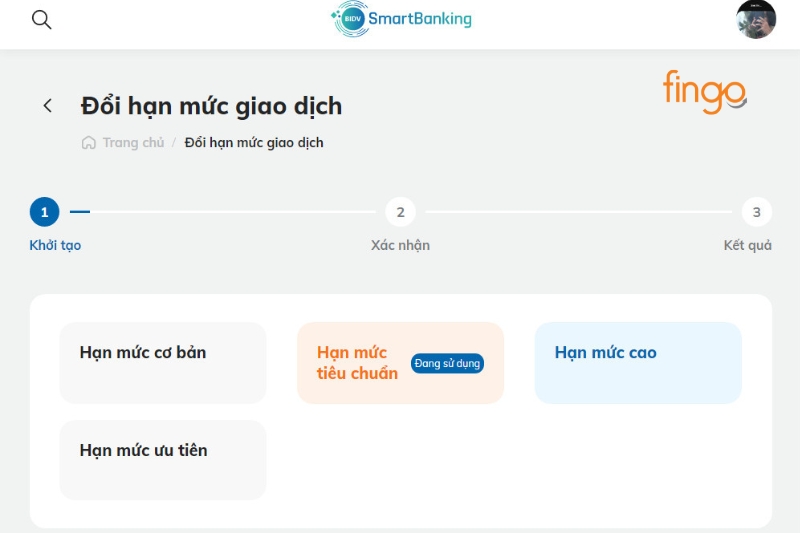 Chọn hạn mức mà bạn muốn đổi.