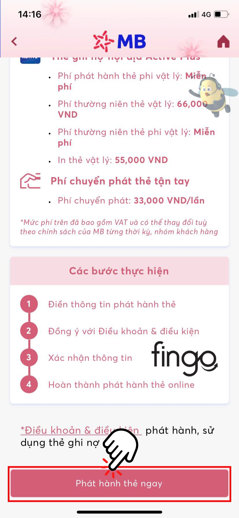 Chọn "Phát hành thẻ ngay"