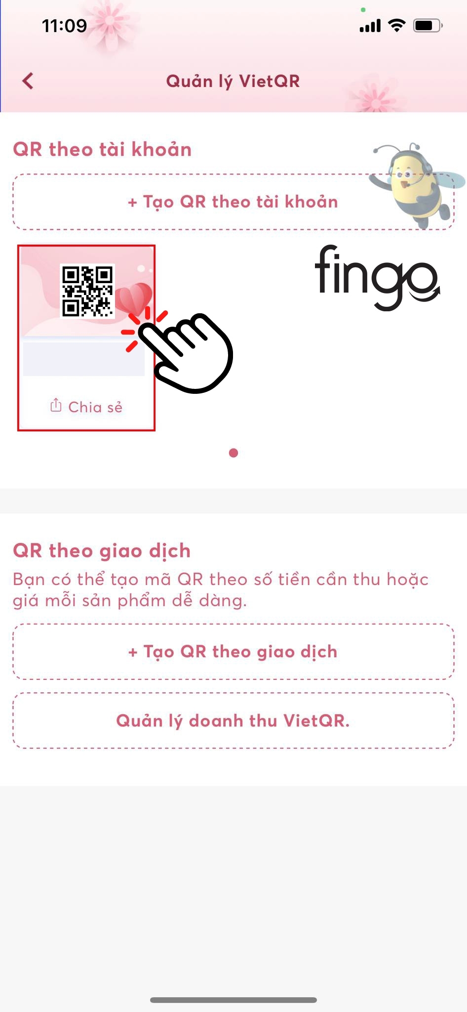 Chọn vào mã QR của mình