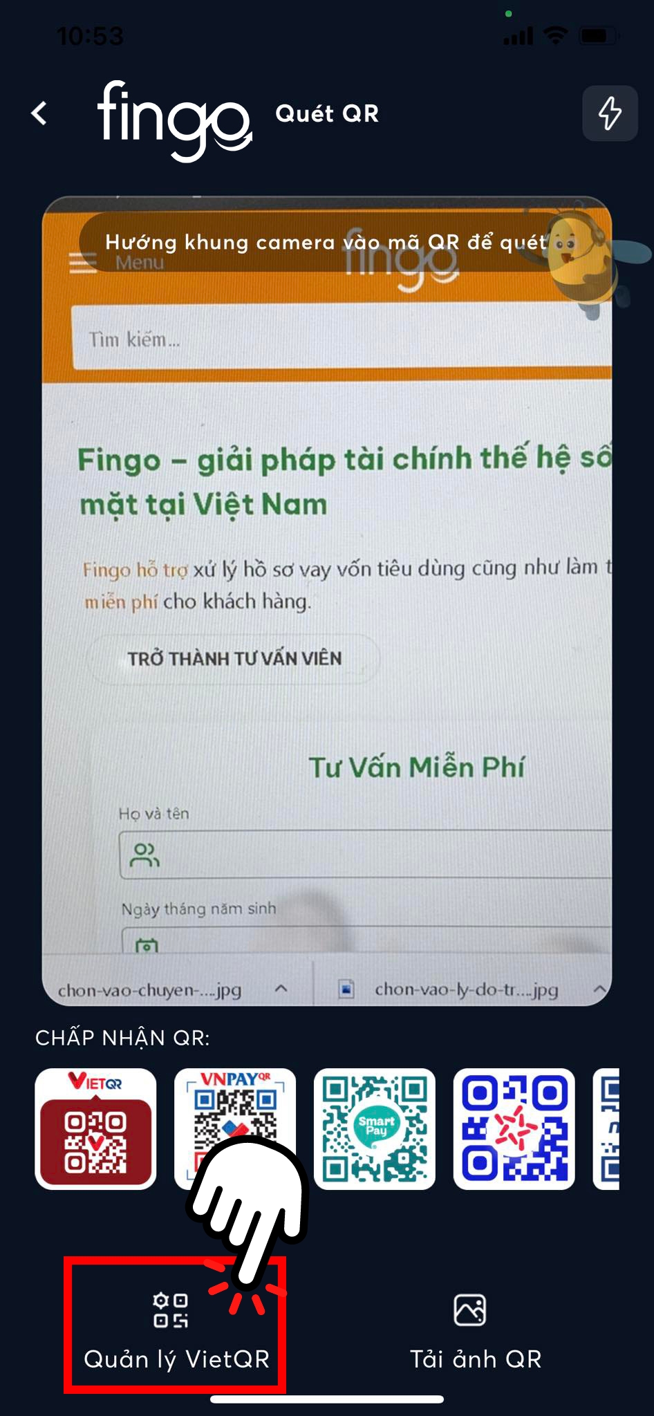 Chọn vào "Quản lý VietQR"