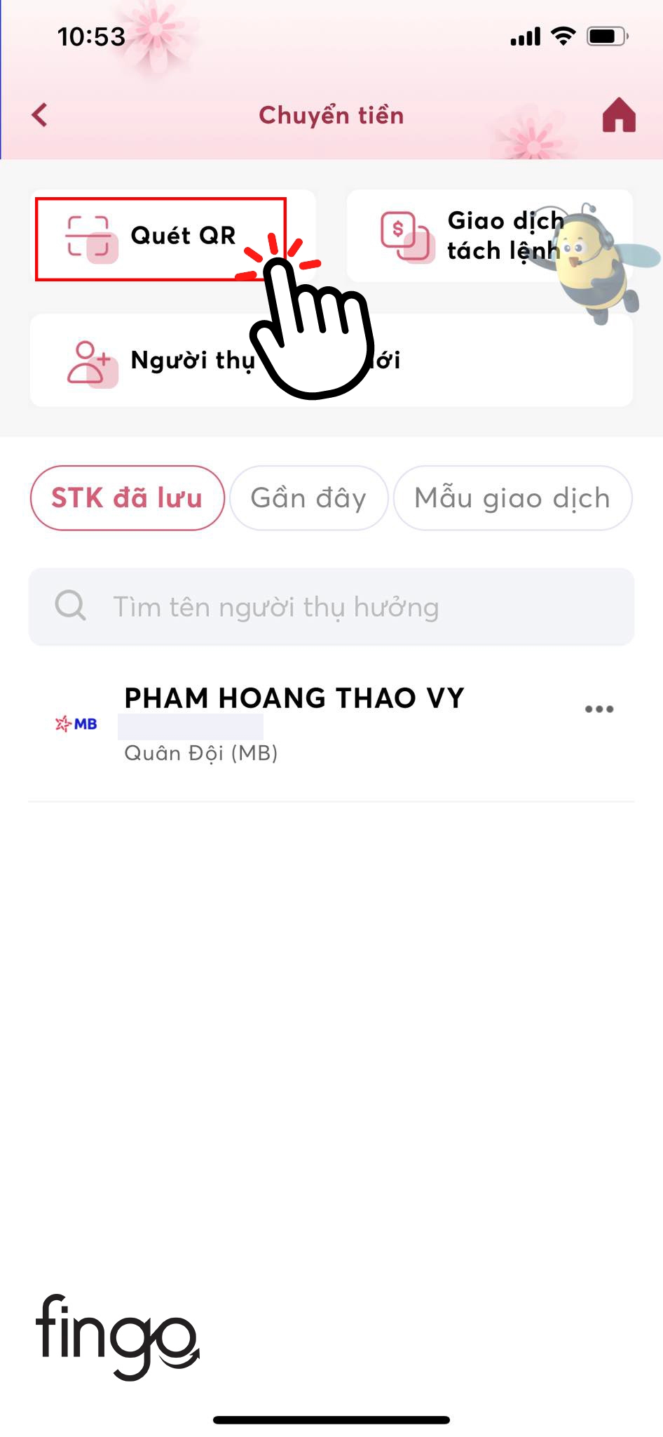 Chọn mục "Quét QR"