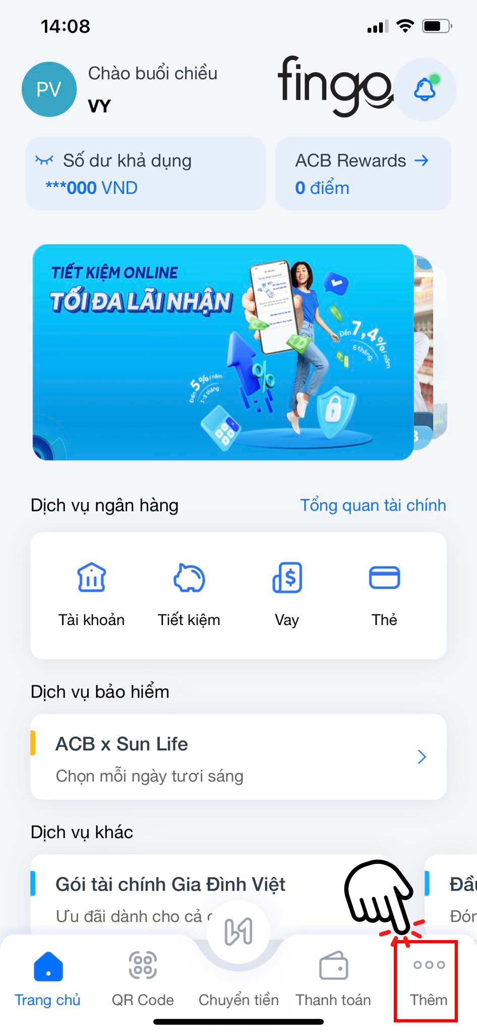 Chọn mục "Thêm"