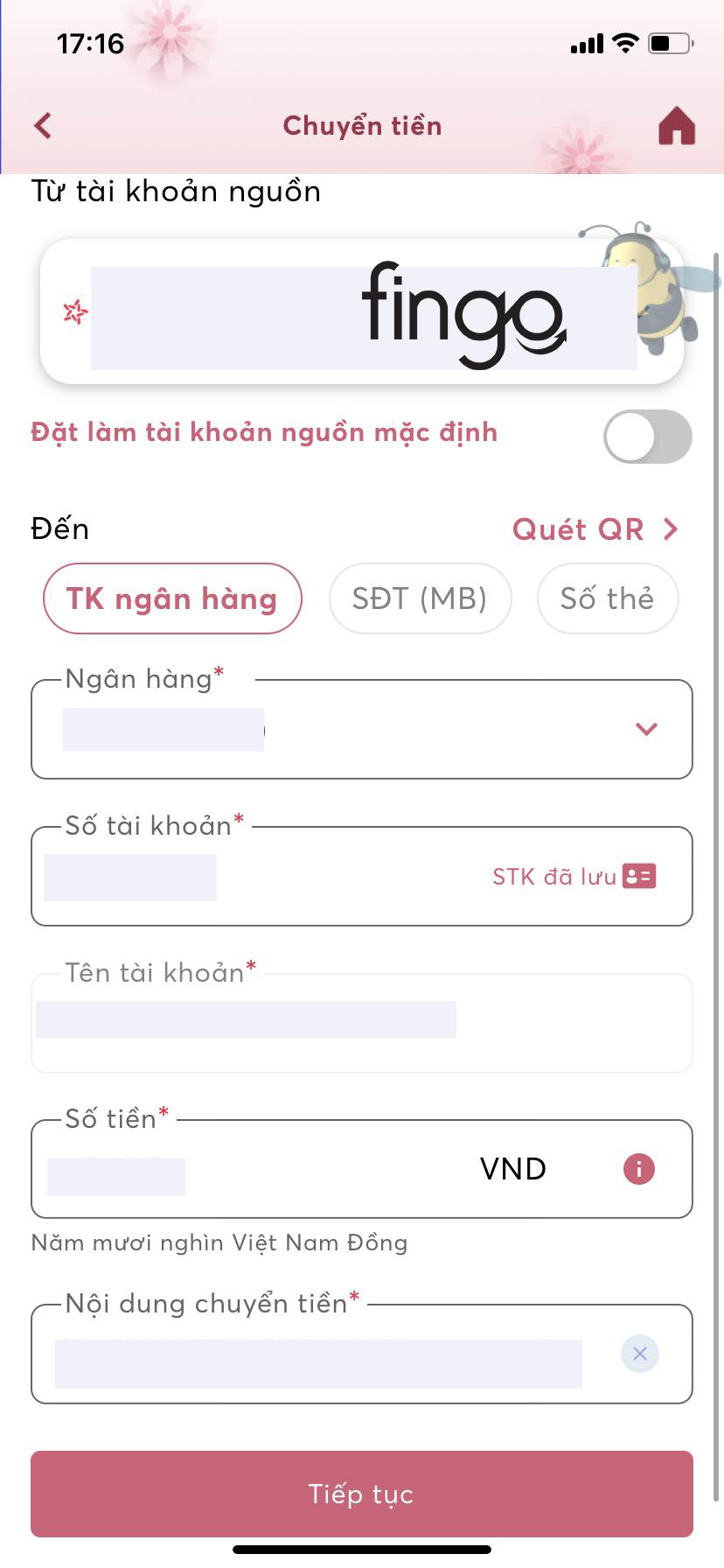Điền các thông tin hệ thống yêu cầu