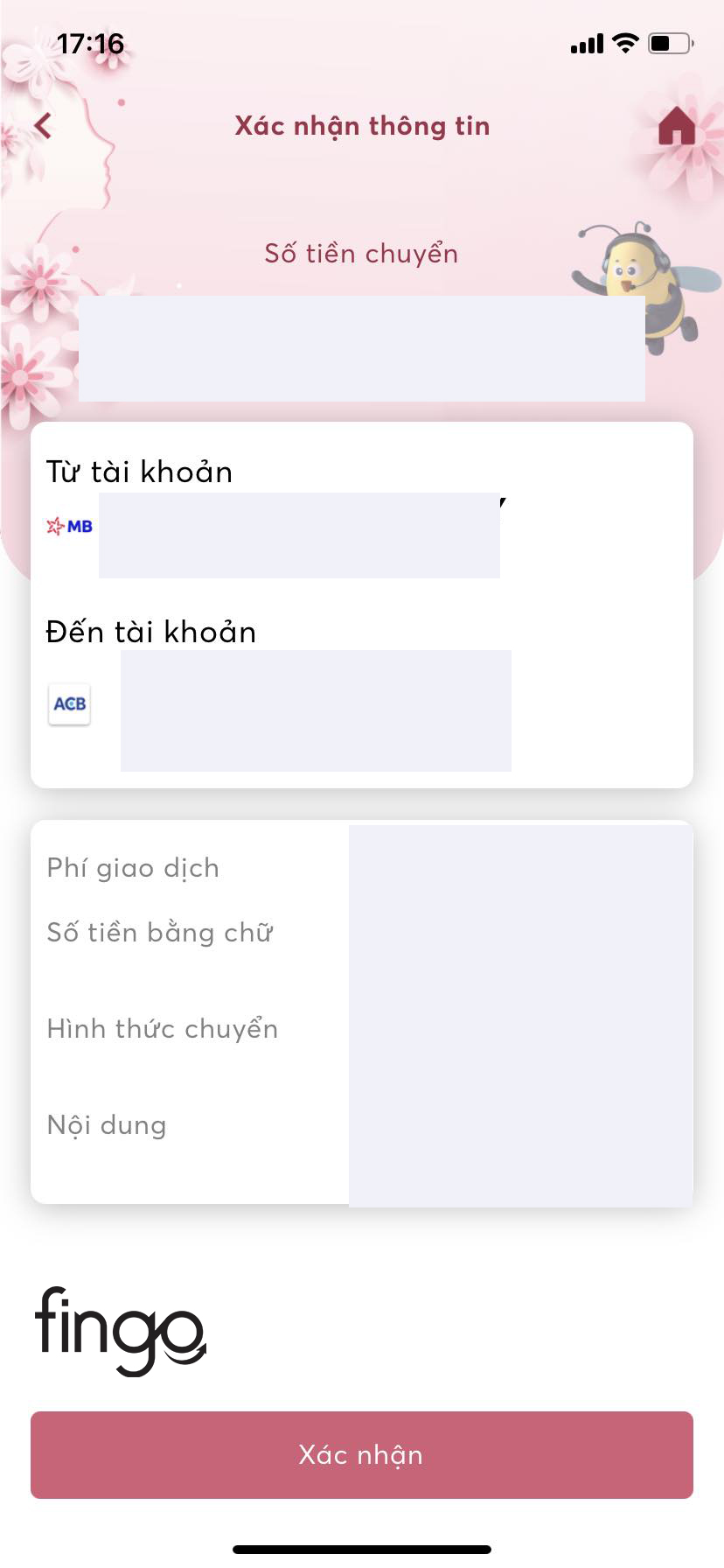 Kiểm tra thông tin và nhập mã OTP để xác thực