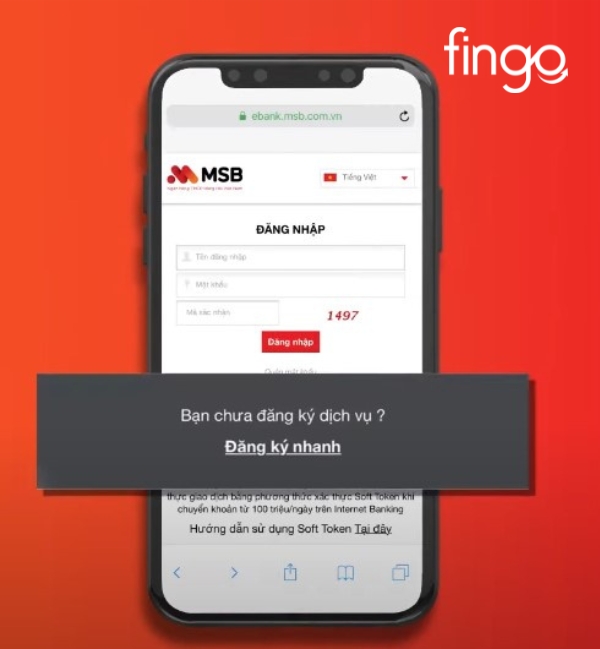 Đăng ký internet banking MSB qua website