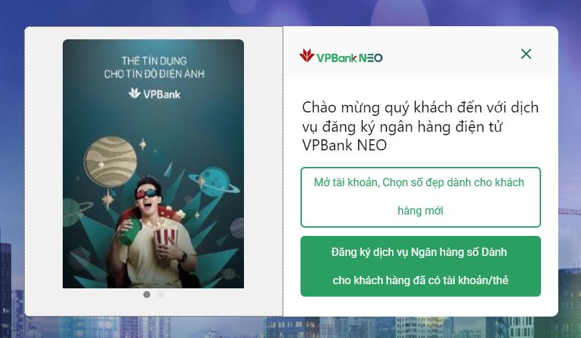 Đăng ký Internet Banking VPBank ngay trên website chính thức của ngân hàng