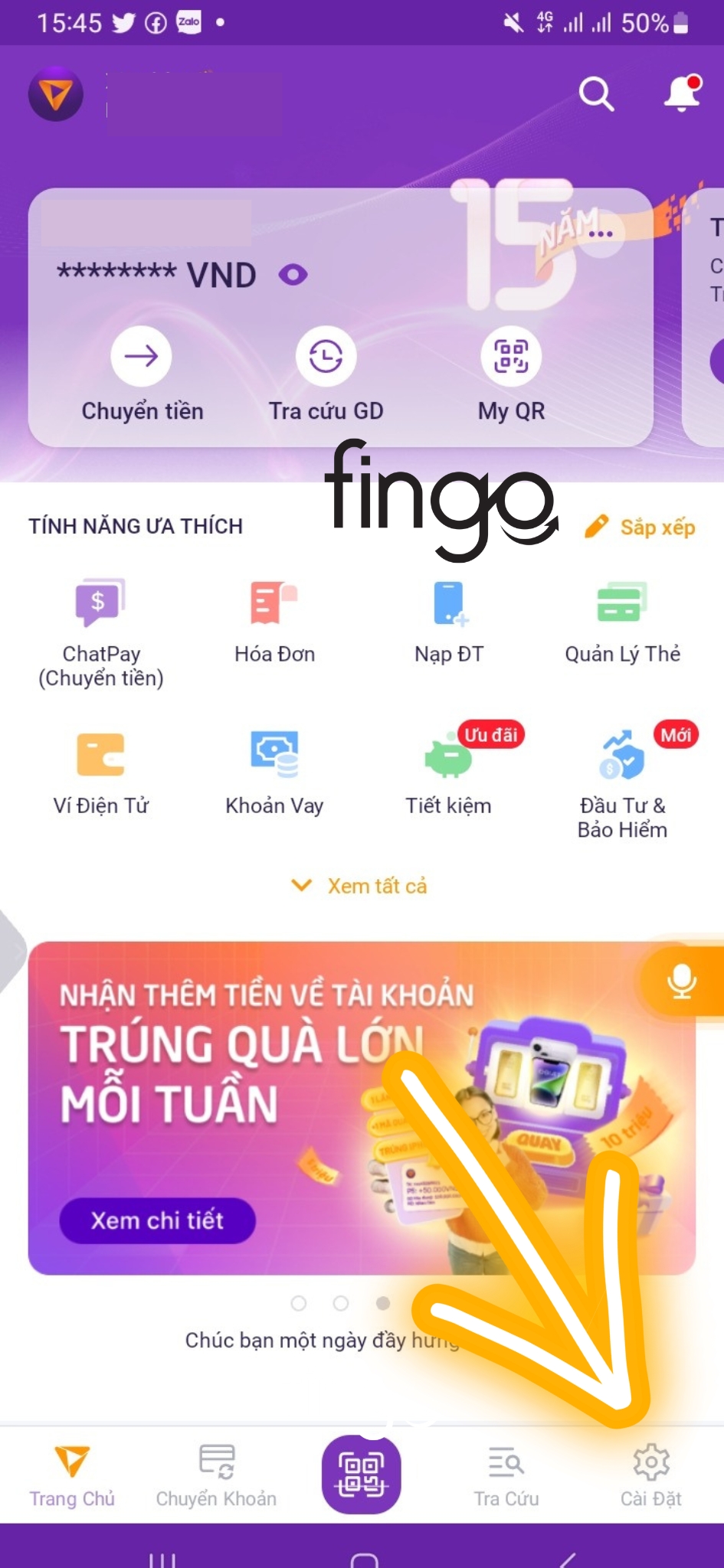 Đặt nickname tài khoản TPBank bước 1