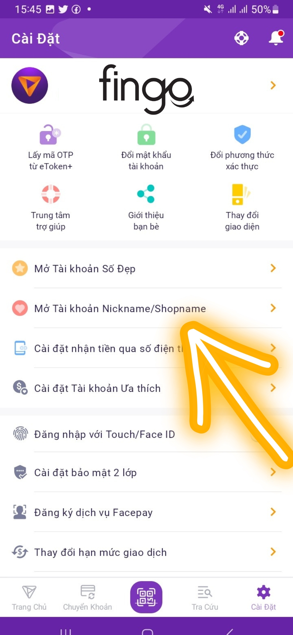 Đặt nickname tài khoản TPBank bước 2