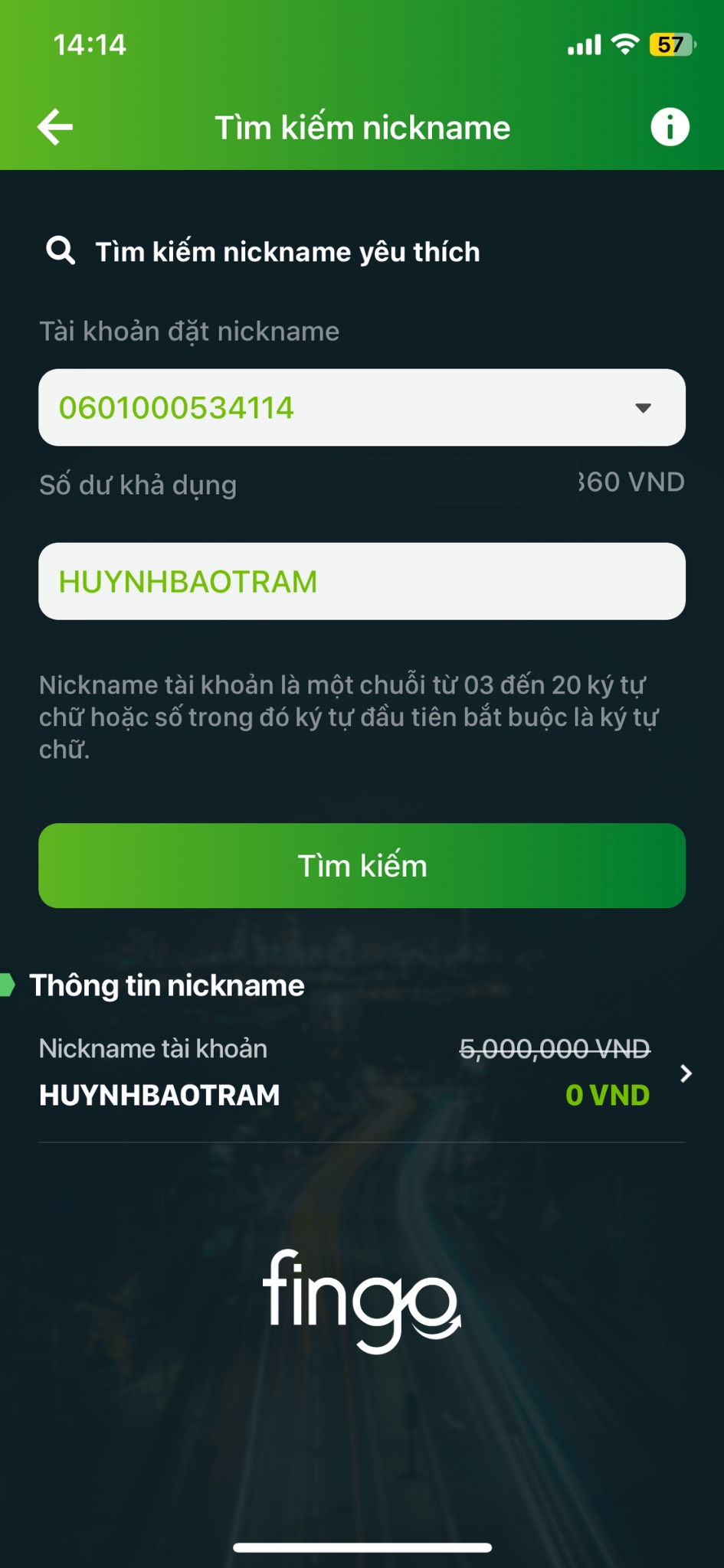 Đặt nickname tài khoản Vietcombank bước 4