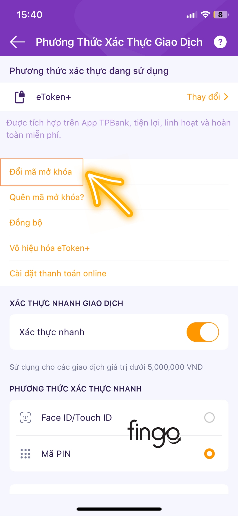 eToken TPBank bước 8