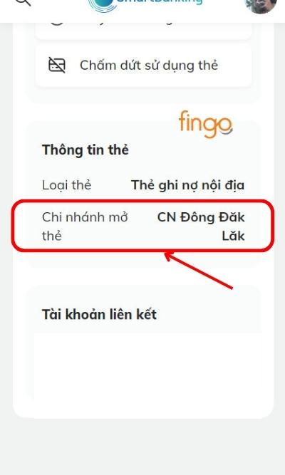 Tại đây, các thông tin về thẻ như loại thẻ, chi nhánh mở thẻ sẽ được hiển thị đầy đủ.