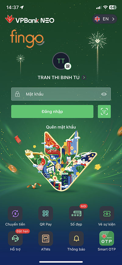 Đăng nhập vào ứng dụng VPBank NEO