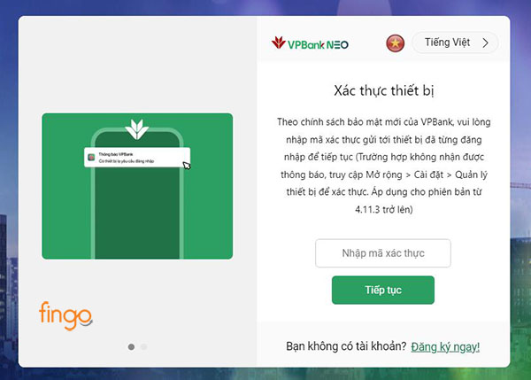 Nhập mã xác thực