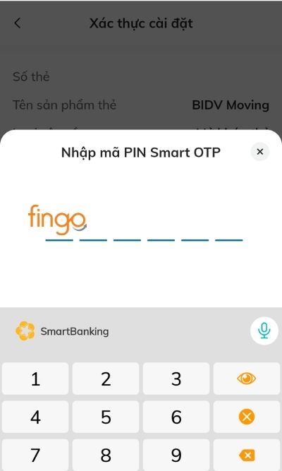 Nhập mã PIN và xác nhận giao dịch trên ứng dụng