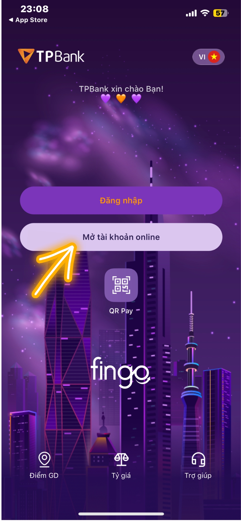 Mở tài khoản TPBank online bước 1