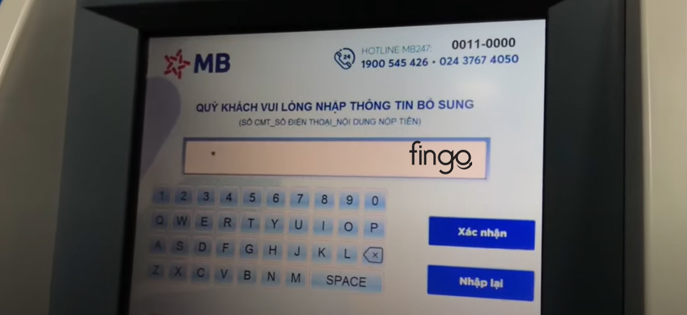 Nhập thông tin: Số điện thoại, Số CMT, Nội dung nộp tiền