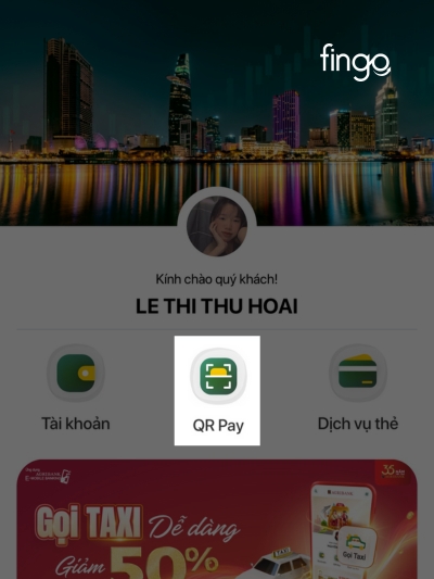 Chọn mục QR Pay trong giao diện màn hình chính