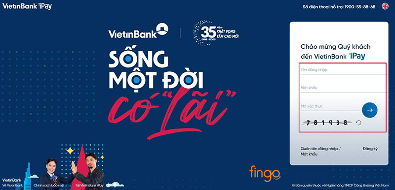 Đăng nhập vào Internet Banking của ngân hàng Vietinbank
