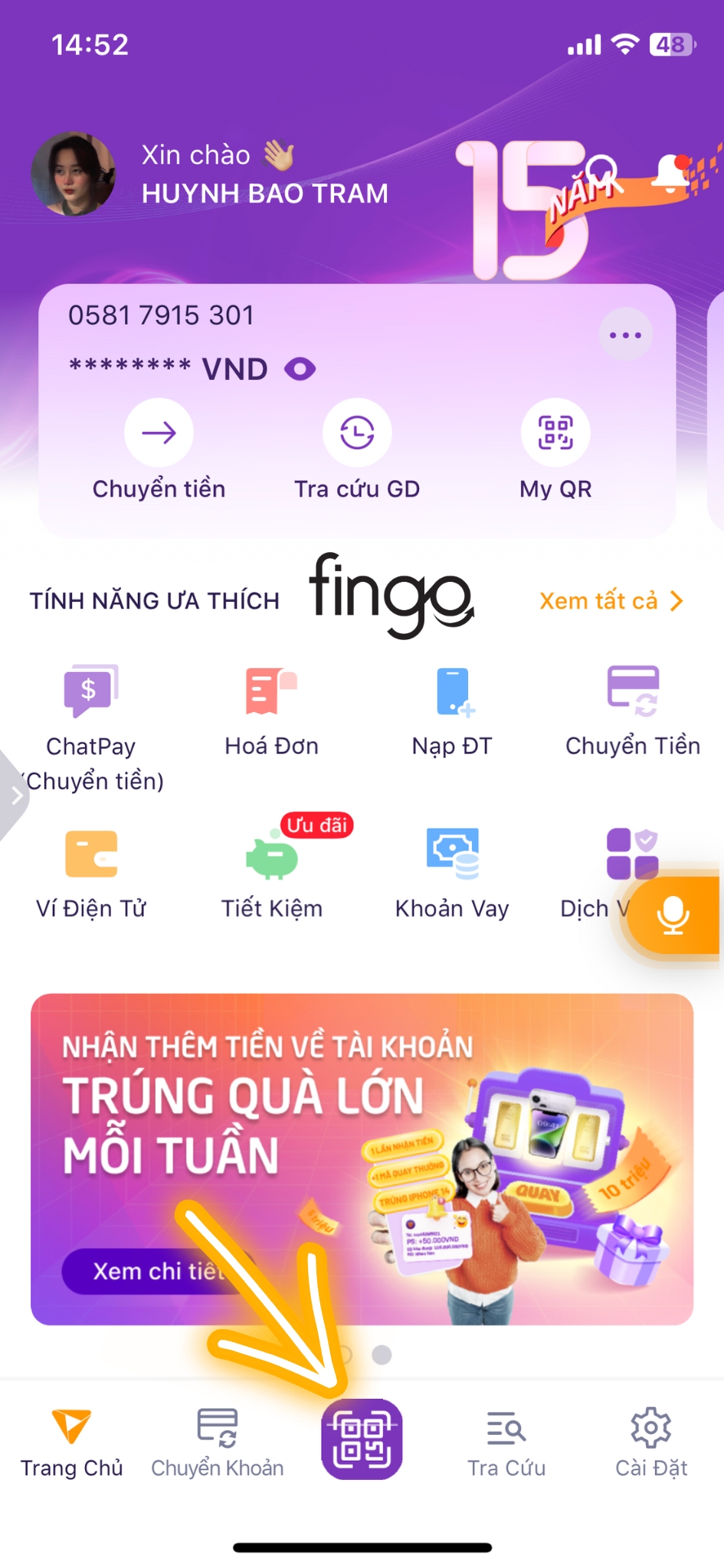 Rút tiền bằng mã QR Vietcombank